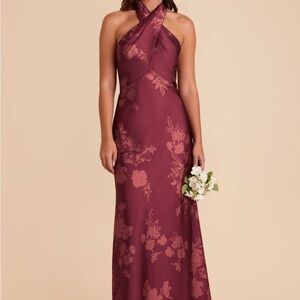 Monique Matte Satin Halter Dress